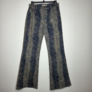 NWT Tractr Women's Denim Snake Print Wide Leg Pant